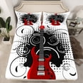 thumbnail image 2 of jejeloiu Red Guitar Full Size Sheets,Music Theme Bed Sheets,Musical Instrument Sheet Sets For Children,Super Cozy Room Decor,4pcs, 2 of 7