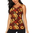 thumbnail image 2 of Picia Red Plaid Sunflower Pattern Women's Workout Tank Top,Breathable Activewear,Slim Fit Athletic Top,Versatile Workout Moisture-wicking top-Medium, 2 of 9