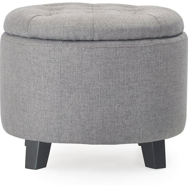 Finch Bennett Round Storage Ottoman Gray Com Finch Bennett Round Storage Ottoman, Gray Round Ottoman