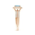 thumbnail image 3 of Angara Natural 0.88 Ct. Aquamarine with Diamond Halo Ring in 14K Rose Gold for Women (Ring Size: 3), 3 of 9