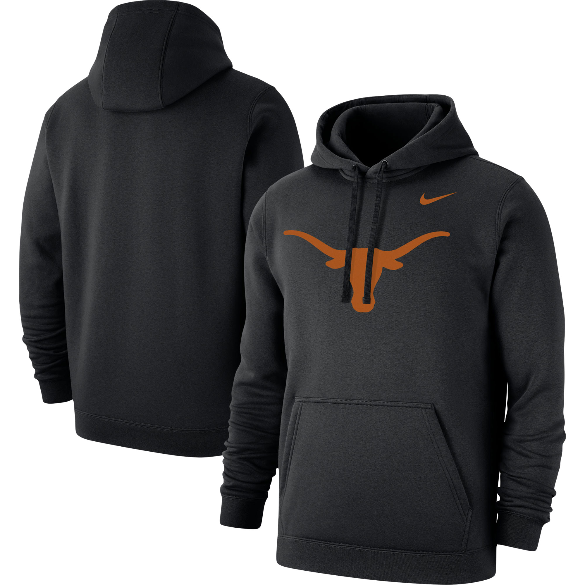 Men's Nike Black Texas Longhorns Logo Club Fleece Pullover Hoodie