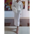 thumbnail image 4 of Business Suit Sets for Women 2 Piece Outfits Floral Applique Peplum Tops Pencil Midi Skirt Set White S, 4 of 8