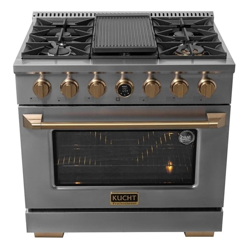 Pemberly Row 36" 5.2cu. ft. Steel 6 Burners Dual Fuel Range for Natural Gas