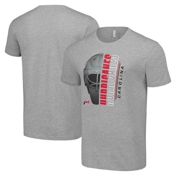 Men's Starter Heather Gray Carolina Hurricanes Half Helmet Logo T-Shirt