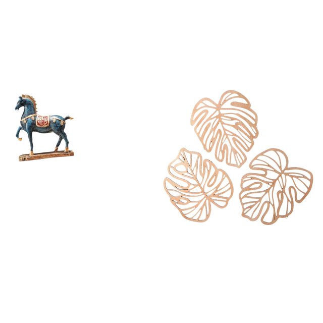 Figura de caballo, 1 pieza, escultura de animal, hojas de palma coleccionables, placa de pared de madera, decoración de pared, material de resina y ma