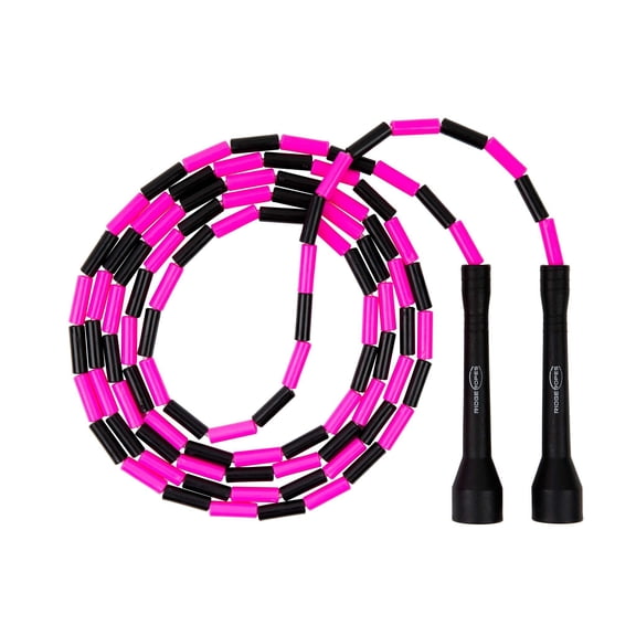 Freestyle Beaded Jump Rope, 9.3ft Adjustable, Pink & Black, Skipping Rope for Exercise Workout