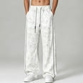 thumbnail image 7 of Kaemgyyd Big and Tall Men's Baggy Wide Leg Sweatpants Side Striped Pants with Drawstring Waist Trousers Streetwear Travel Clothes（White,X-Large）, 7 of 7