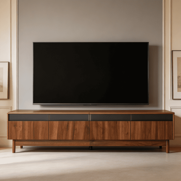 SAYGOGO TV Stand for 85" TV, Fluted Glass Drawers | Entertainment Center with Storage & Cable Holes, Living Room