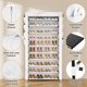 thumbnail image 4 of Zapatera alta con cubierta, organizador de zapatos de 10 niveles para 50-55 pares de zapatos y botas, estante de zapatos de gran capacidad con 8 bolsillos para clóset, entrada, cochera, 4 of 8