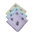 thumbnail image 4 of YUUZONE 3 Pieces Assorted Print Floral Handkerchiefs Wavy Edge Hankies for Graduation, 4 of 19
