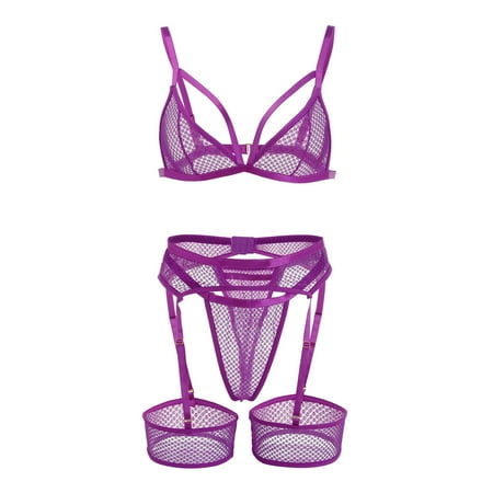 Puawkoer New Sexy Fashion Lace Push Up Bra Lace Set Lingerie Underwear Sleepwear Steel Lace Pajamas for Women Pants Set Ring Pajamas Garter
