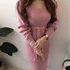 thumbnail image 1 of Vestido de punto para mujer, elegante vestido de punto de invierno, falda de punto con lazo, otoño e invierno, para mujer, falda de punto ajustada con mangas abullonadas por encima de la, 1 of 2