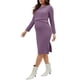 thumbnail image 4 of Vestido de Maternidad Chic para Mujeres de Manga Larga, Cuello Redondo Suave, Vestido Midi Bodycon para Embarazo XL Púrpura, 4 of 6