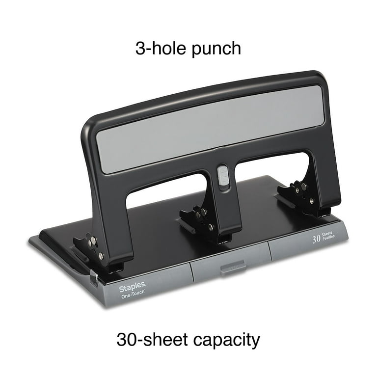 MyOfficeInnovations One-Touch 26614 Heavy-Duty 3-Hole Punch 30-Sheet  Capacity Black 884279