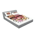 thumbnail image 2 of Ambesonne Animal Fitted Sheet & Pillow Sham Set, Modern Hipster Leopard, Queen, Orange Brown Pink, 2 of 2
