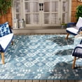 thumbnail image 3 of SAFAVIEH Sunrise Wade Geometric Reversible Indoor/Outdoor Area Rug, Grey/Blue Ivory, 8' x 10', 3 of 9