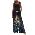 thumbnail image 2 of Womens Christmas Print Wide Leg Jumpsuit Adjustable Strap Sleeveless Overalls with Pockets S, 2 of 7