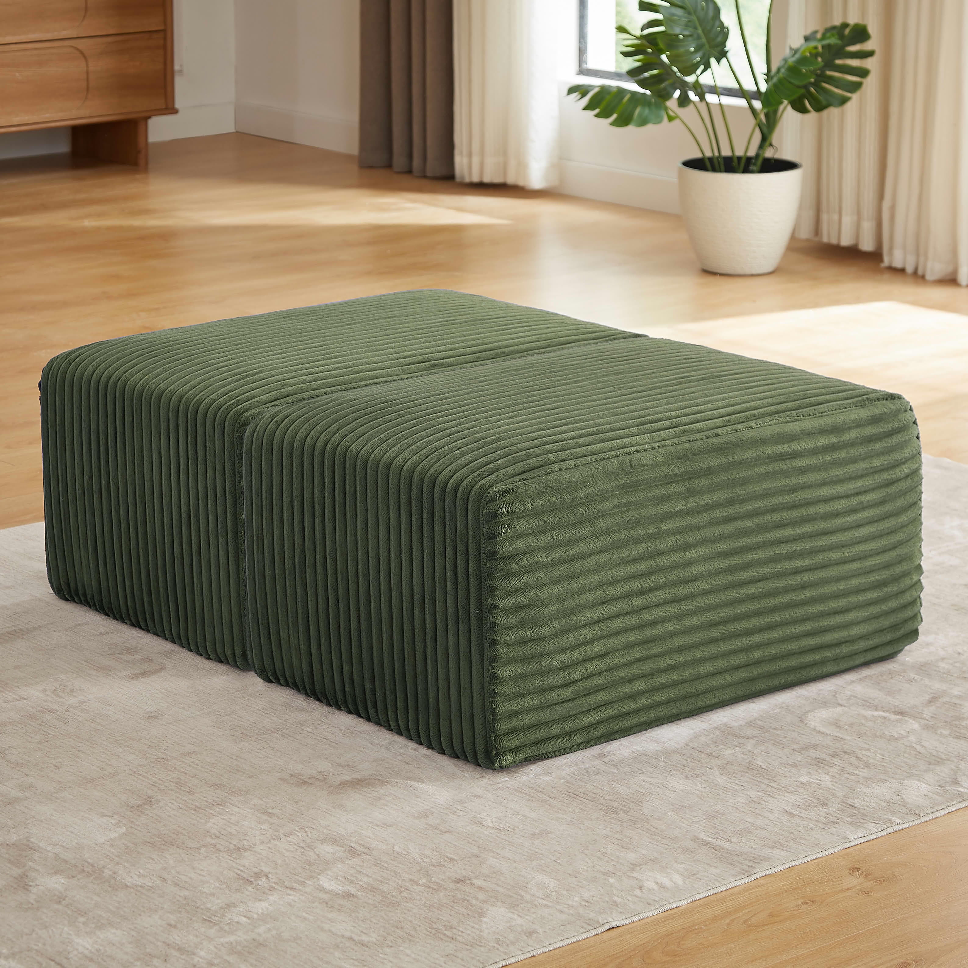 MAYEERTY Boneless Ottoman, 35×24" Footrest for Cloud Sectional Sofa, Living Room & Apartment, Green