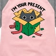 thumbnail image 3 of Instant Message - Cat Christmas Present - Toddler & Youth Girls Raglan Graphic T-Shirt, 3 of 6
