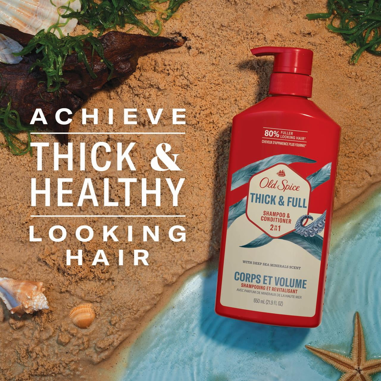 Old Spice Mens 2 in 1 Shampoo and Conditioner for All Hair Types, Timber, 21.9 fl oz