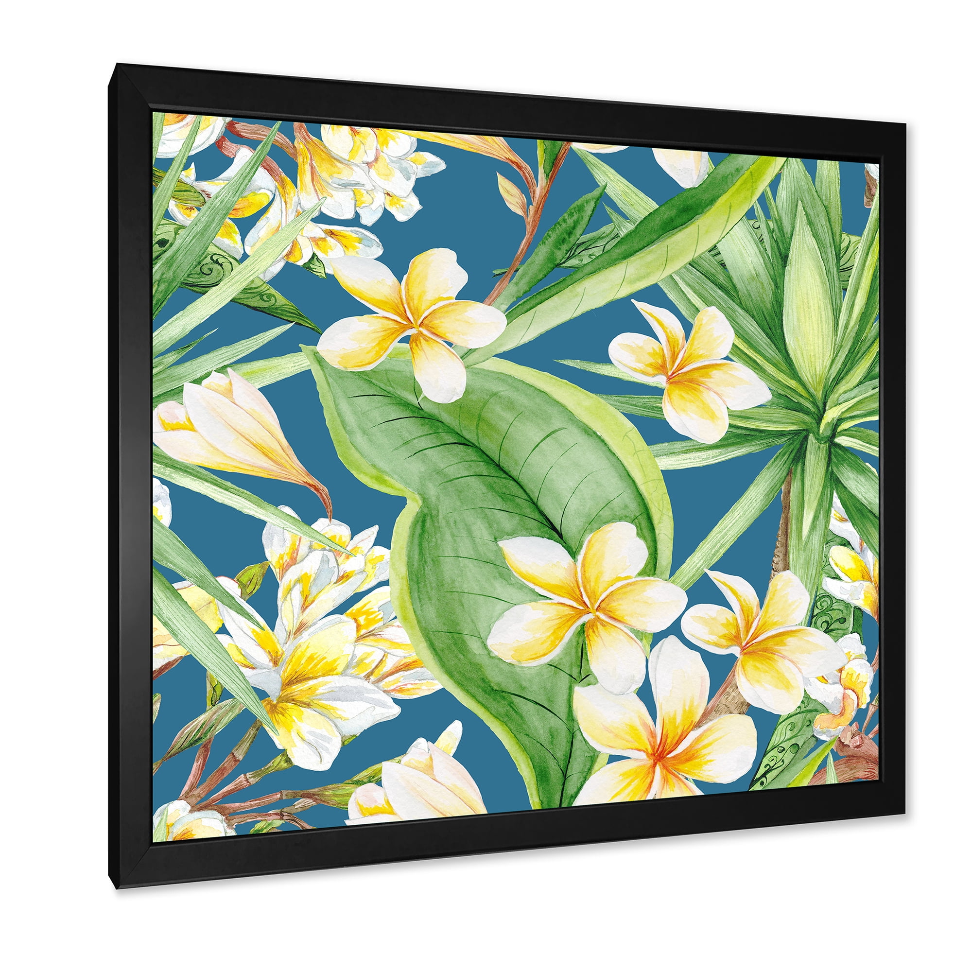 Designart 'Yellow Flowers and Tropical Foliage XV' Modern Framed Art Print