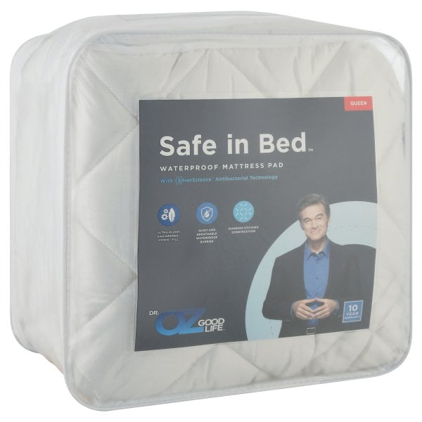 Dr. Oz Good Life Safe in Bed WHITE Waterproof Mattress Pad, Queen