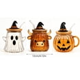 thumbnail image 2 of Cute Halloween-themed Clear Glass Tumbler With Lid Featuring Designs Of A Cow Ghost And A Pumpkin A Large-capacity Kitchen Drinking Glass., 2 of 5