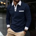 thumbnail image 4 of CCRFTGI Mens Long Sleeve Polo Shirts Collared Shirts Casual Business Polo Classic Golf T Shirts Blue 3XL, 4 of 5
