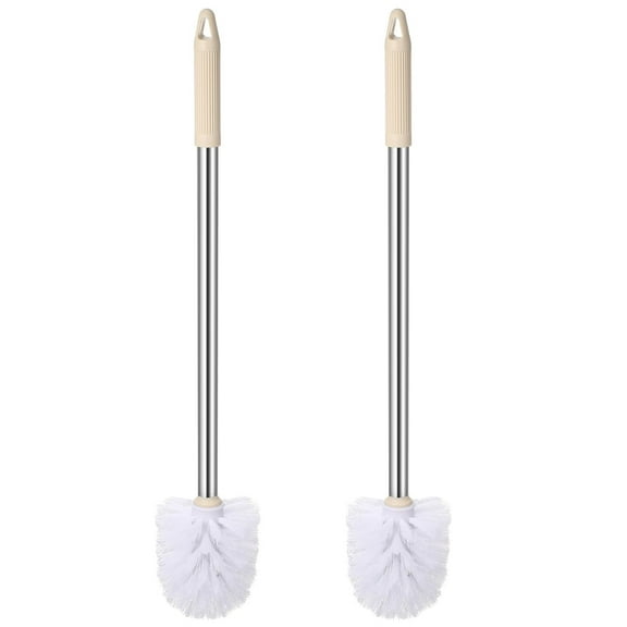 2 Pack Toilet Brush 18.5 Inch Toilet Bowl Brush Bathroom Cleaning Supplies White Stainless Handle Toilet Scrubber Brush for Deep Cleaning