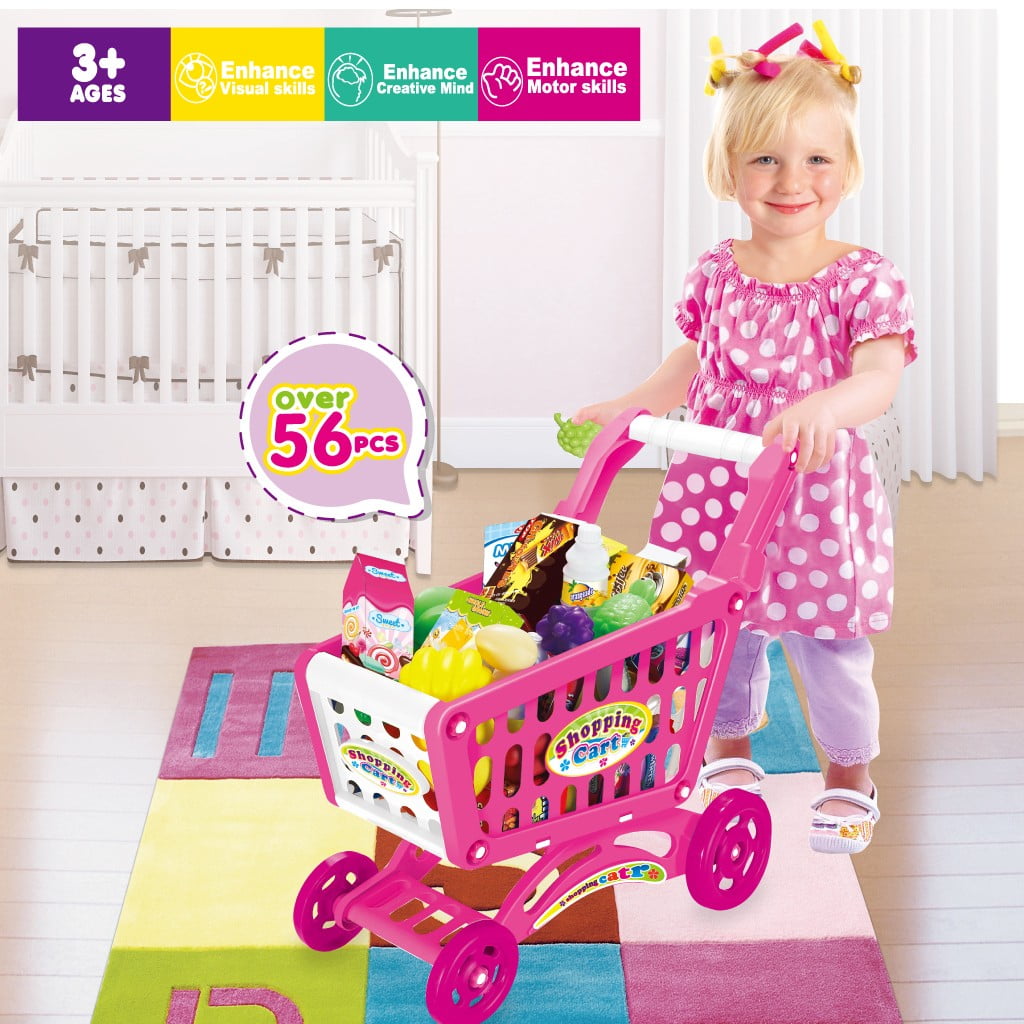 Children's Shopping Cart Toy Groceries Pretending Toy Child Pretend Play Toy 