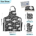 thumbnail image 3 of Cute Doodle Fishes 5 Pcs Kitchen Set Heat Resistant Oven Mitts and Non-Slip Pot Holders with Adjustable Cooking Apron, 3 of 6