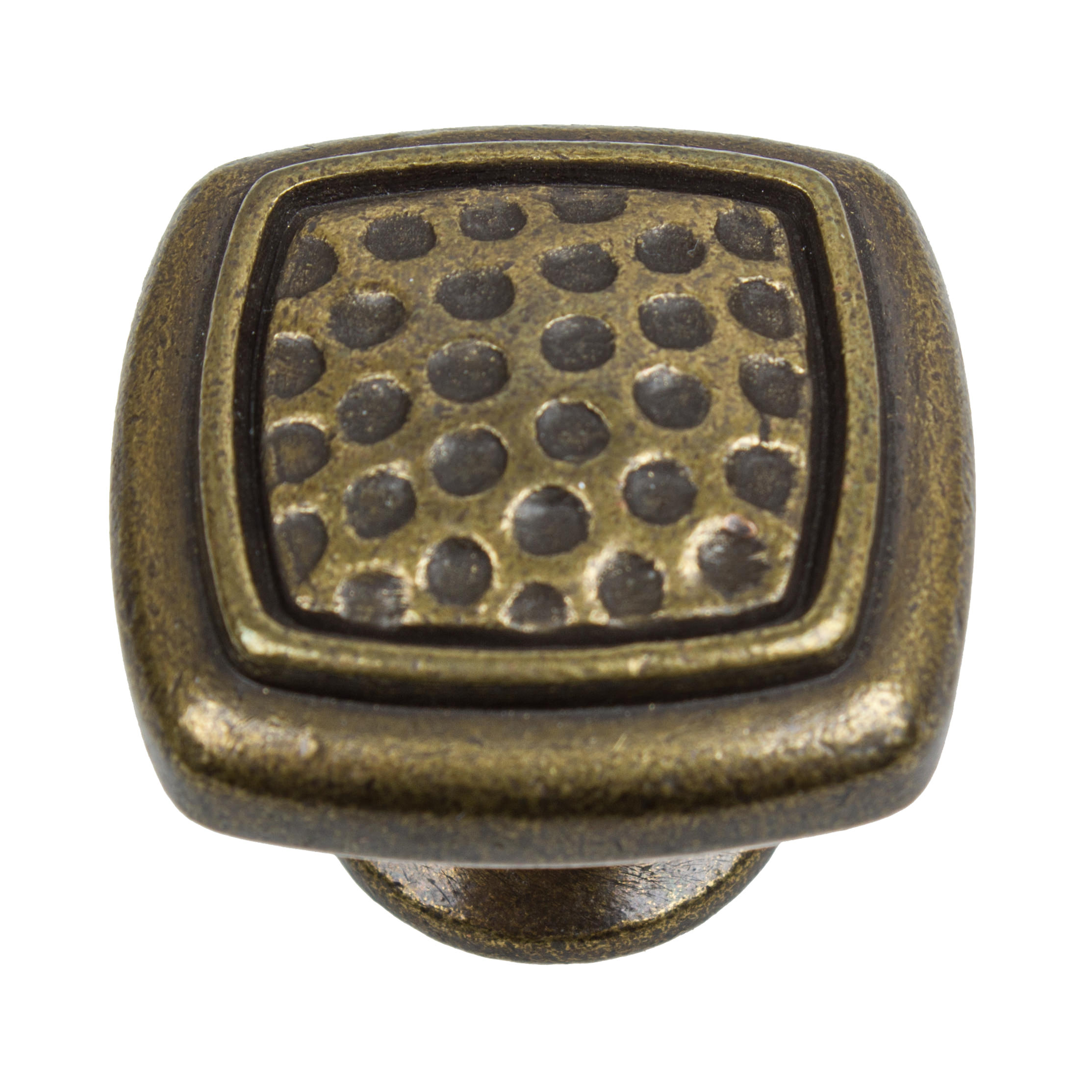 GlideRite 11/4 in. Transitional Dotted Square Knobs, Antique Brass, Pack of 25