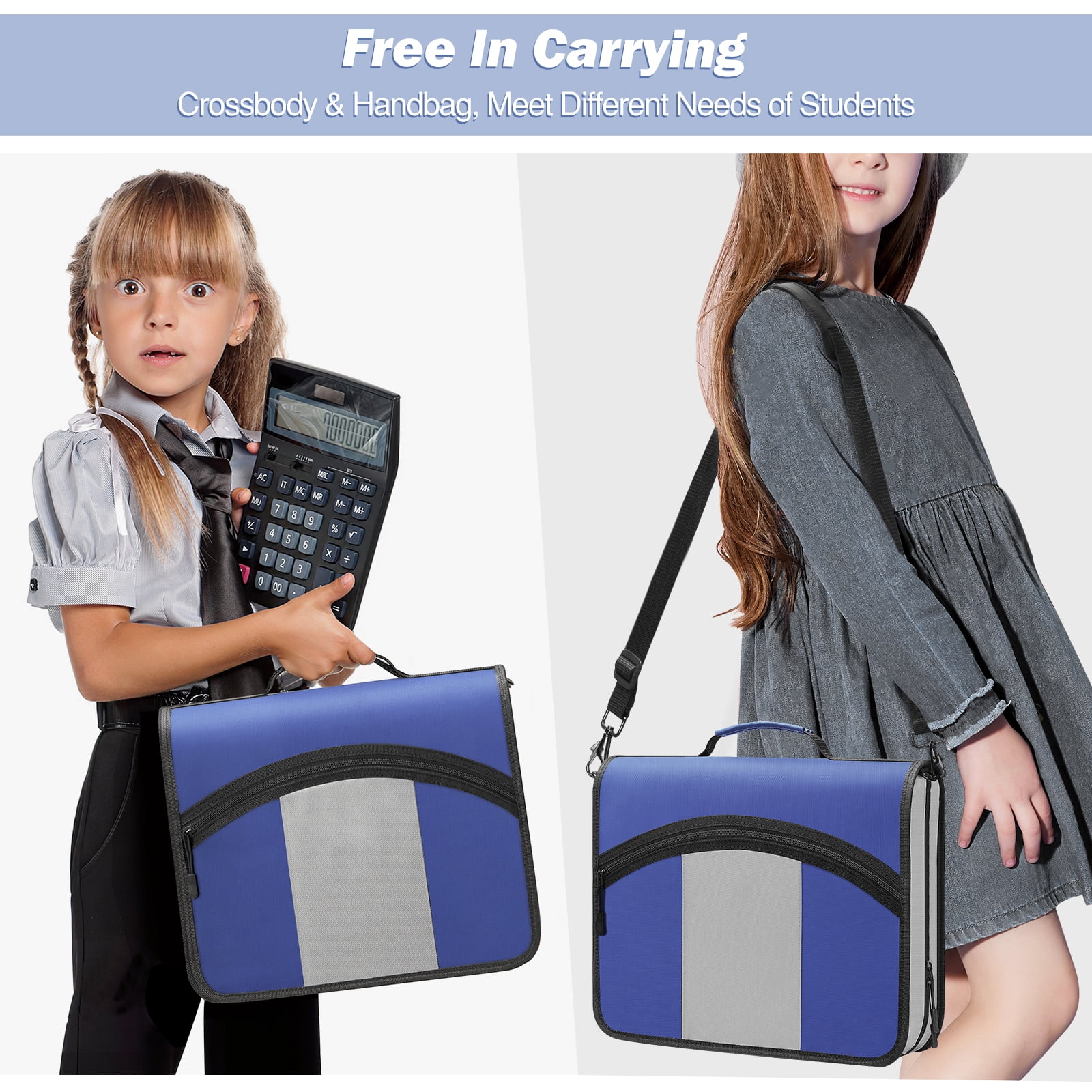 MoKo Zipper Binder, 3 inch 3 Ring Binder, 600 Sheet Capacity Multi-Pocket School Binder Organizer