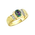 thumbnail image 3 of Rylos 925 Yellow Gold Plated Silver Classic 8X6MM Oval Alexandrite & Sparkling Diamond Ring - Birthstone Jewelry for Men -Size 13, 3 of 7