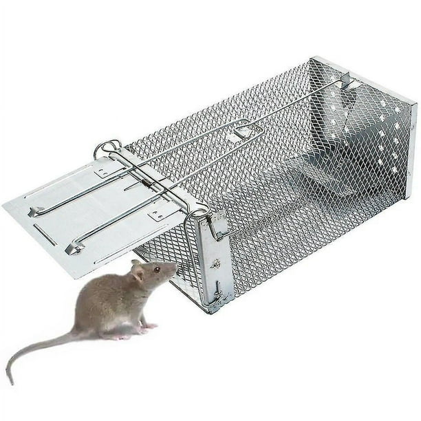 Trampa para ratas, trampas para ratones (pequeñas), trabajos plateados para interiores y exteriores, jaula para hámsteres, ratones, ratones, roedores pequeños, captura y liberación