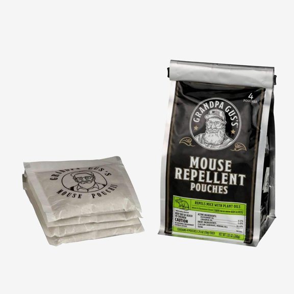 Grandpa Gus's Natural Mouse Repellent Pouches, Repel Mice from Nesting & Freshen Air in Home/Cabin/Boat/Car Storage/RV/Machinery/Shed (4 Pouches)