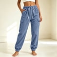 thumbnail image 4 of Purcolt Womens Corduroy Jogger Pants Casual Drawstring Elastic Waist Cargo Pants Comfort Loose Fit Athletic Pants with Ribbed Elastic Cuffs for Hiking Running Travel, 4 of 8