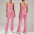 thumbnail image 4 of Purcolt Womens 2 Piece Sport Outfits Summer Crew Neck Crop Sleeveless Tank Tops and Crossing Legging Tracksuit Athletic Matching Set for Yoga Workout Gym, 4 of 8