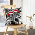 thumbnail image 3 of LALILO Throw Pillow Covers Zebra Couple With Santa And Snow Merry Christmas Christmas And Happy New Year Animal Set of 2 Square 18 x 18 Inch Pillowcase, 3 of 5