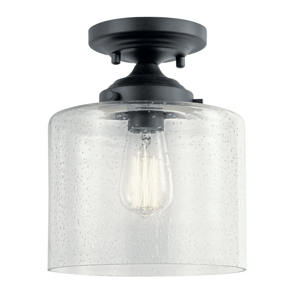 Kichler Winslow 8.5" 1 Light Black Semi-Flush Mount Light with Clear Seeded Glass