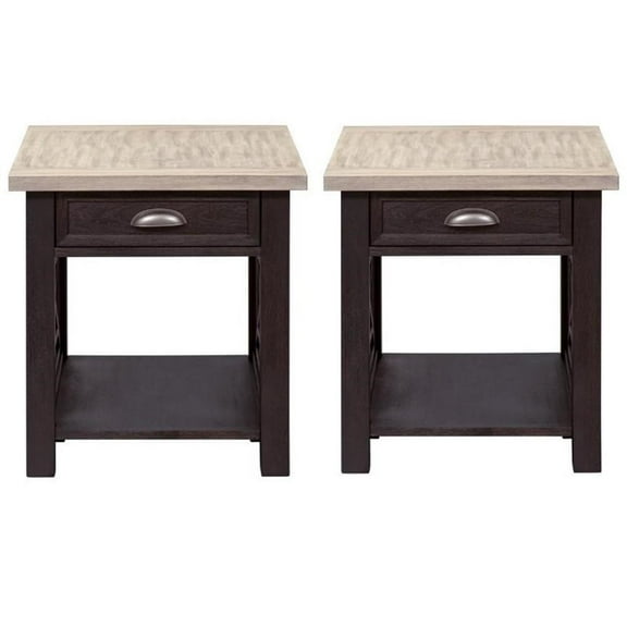Home Square 2-Piece Furniture 18" Heatherbrook Drawer End Table Set