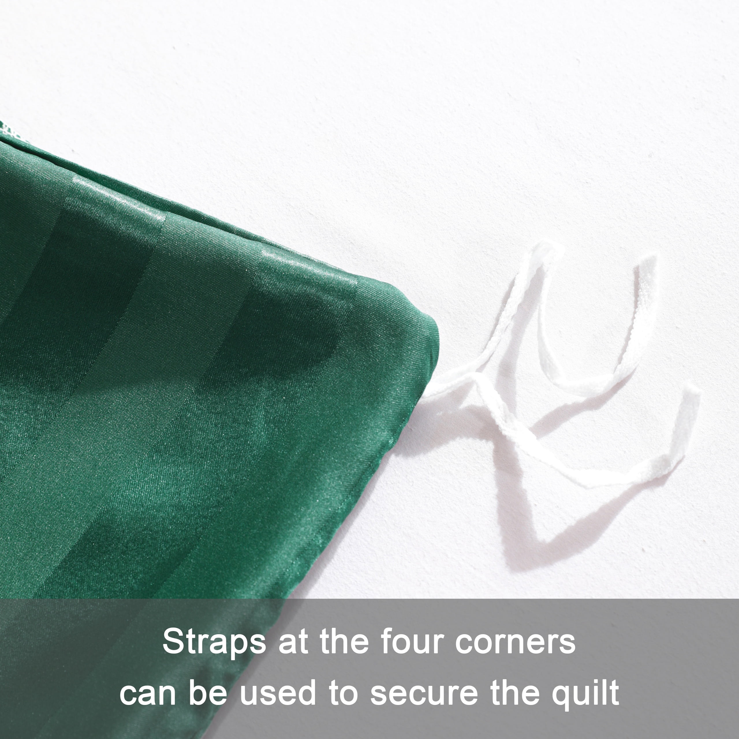 3 Pieces Silky Smooth Stripe Satin Duvet Cover Set, Luxury Duvet Cover Bedding Set, 1 Duvet Cover + 2 Pillow Cases (No Comforter), King, Dark Green