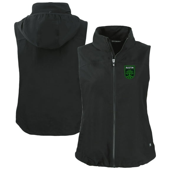 Women's-Cutter & Buck  Black Austin FC Charter Eco Recycled Full-Zip Vest