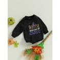 thumbnail image 3 of GXFC Infant Baby Boys Girls Halloween Romper Sweatshirt Newborn Long Sleeve Letter Witch Print One Piece Jumpsuit Toddler Halloween Bodysuit Costume 0-18M, 3 of 9