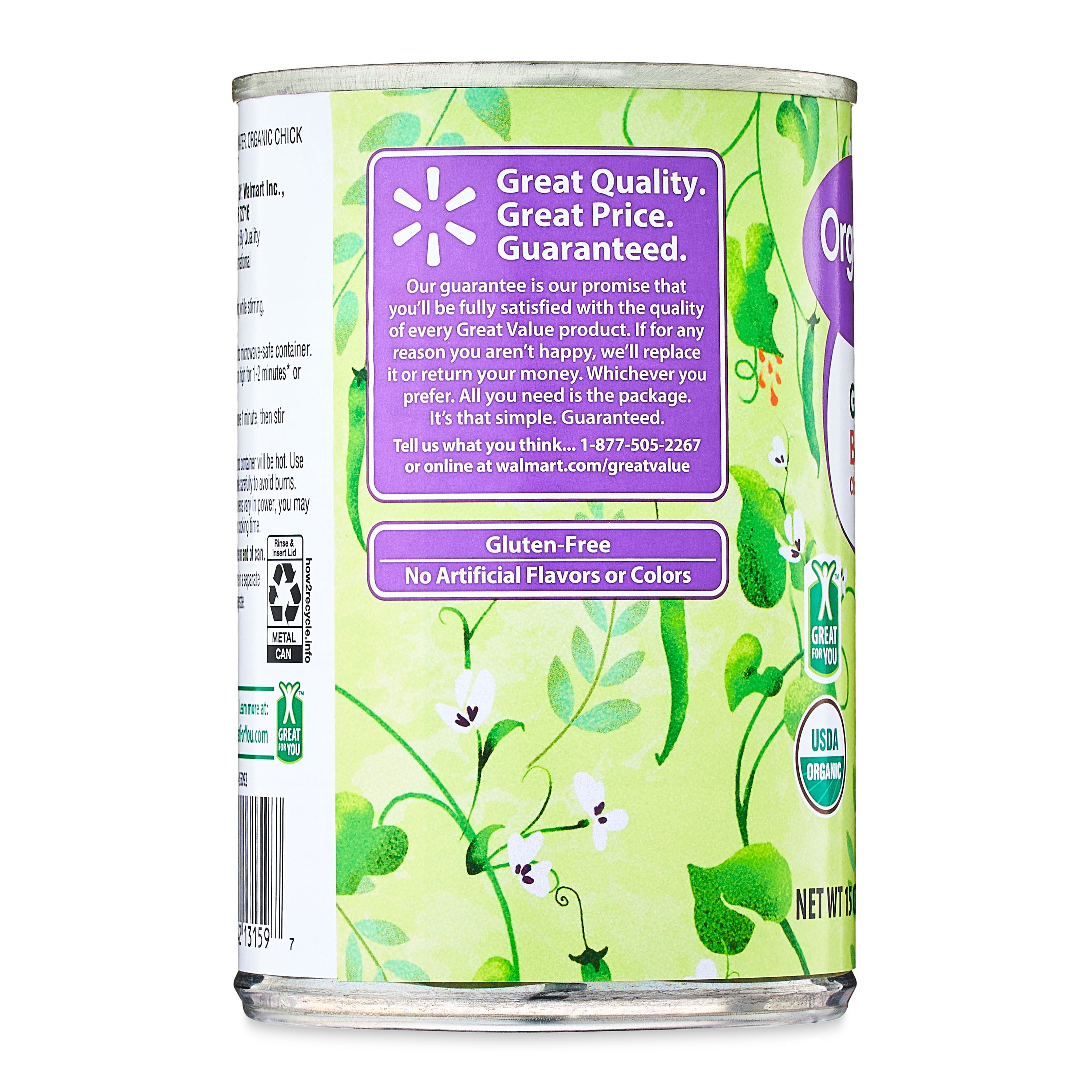 Great Value Organic Chick Pea Garbanzo Beans, 15 oz Can