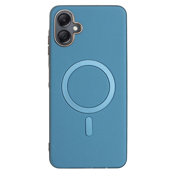 for Samsung Galaxy A06 Strong Magnetic Case Compatible with Mag-Safe, Luxury Elegant PU Leather TPU Bumper Shockproof Protective Slim Magnetic Phone Cover for Samsung Galaxy A06, Lightblue