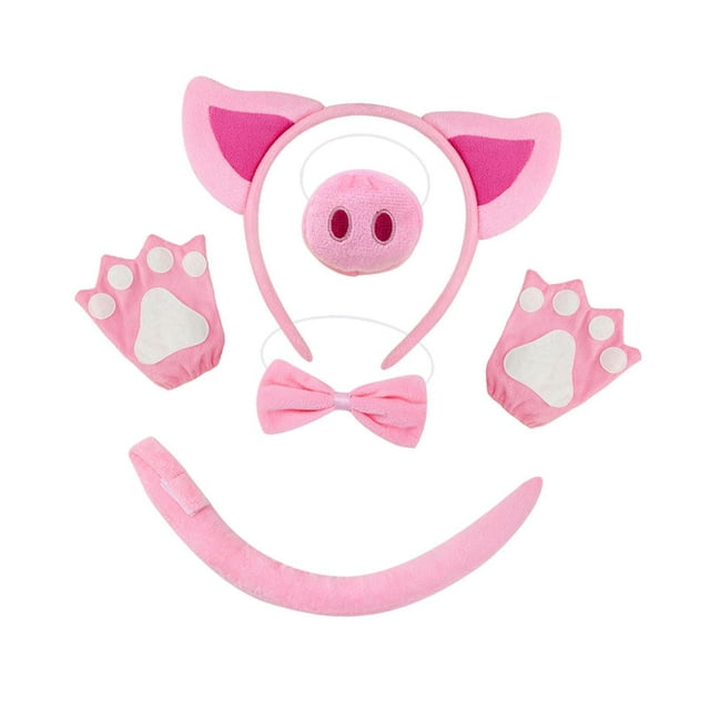 yingyy Ensemble de Costume Cochon Couvre-Chef Animal Cosplay pour Performance Carnaval Spectacles Scène Rose avec Gants
