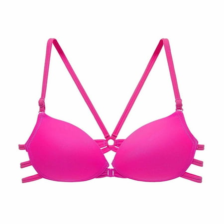 Sopiago Soft Bralettes for Women Supportive Bra Push Up Comfort Soft No Underwire Full Coverage T-Shirt Bra Hot Pink 36
