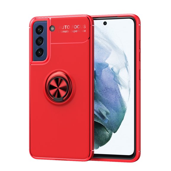 for Samsung Galaxy S22 Case with Ring Holder Kickstand [Support Magnetic Car Holder] Heat Dissipation Soft TPU Shockproof Frosted Back Protective Phone Case for Galaxy S22 5G 6.1", Red
