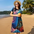 thumbnail image 4 of Naloa Vibrant Fluid Motion Art Print Womens Summer A-Line Dress with Pockets,Short Sleeve Dresses,Flowy Beach Swing Dress for Vacation Travel, 4 of 6